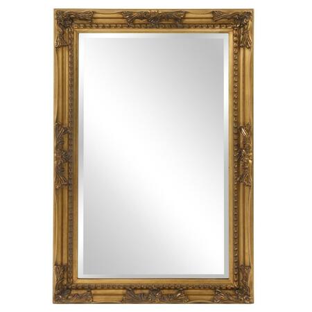 GFANCY FIXTURES Rectangular Antiqued Gold Wood Frame Mirror GF3647698